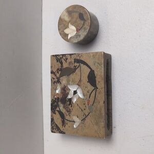 Vintage Handcrafted Stone Trinket Boxes with Mother of Pearl Inlay